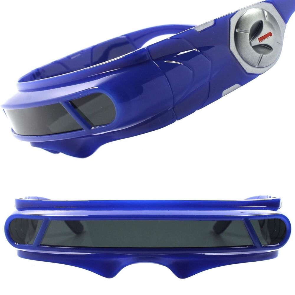 Space Robot Costume Cosplay Party Rave Futuristic Wrap Visor Blue Sun Glasses